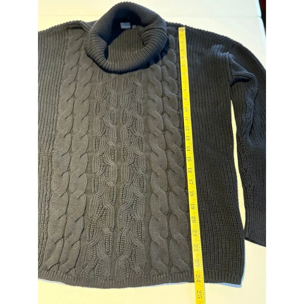 Gap Traditional Black Cable-Knit Turtleneck Winter Sweater Sz M | EUC